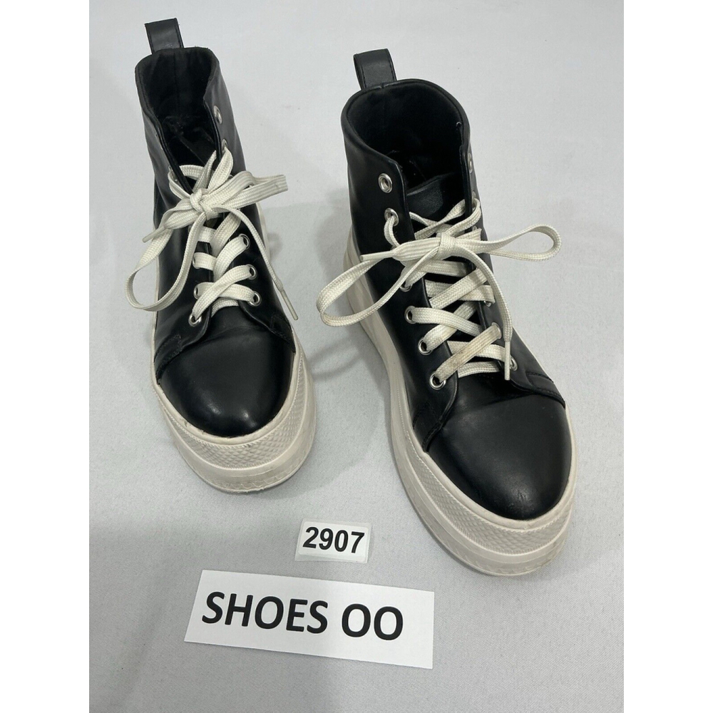 Womans Madden Girl Chuckl 7 Black Platform Wedge High Top Lace Up Sneakers
